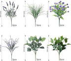 Starttag 18PCS Artificial Plants for Outdoor Decor Realistic Faux Greenery & Flowers Fake Plastic Leaves with Stems UV Resistant Outside Bushes for Garden Patio and Porch