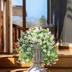 HyeFlora Artificial Flowers for Outdoors Fake Hanging Decoration, 2Pcs White Spring Summer Decor, Realistic Plants, UV & Fading Resistant Silk Flower for Porch Patio Balcony Planter Yard Home Garden