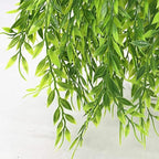 PASYOU Artificial Willow, Plastic Plants Greenery Leaves Fake Hanging Vine Faux Ivy for Home Indoor Outdoor Garden Door Wall DIY Basket Planter Filler Wedding Party Decoration UV Resistant - 8 Pack