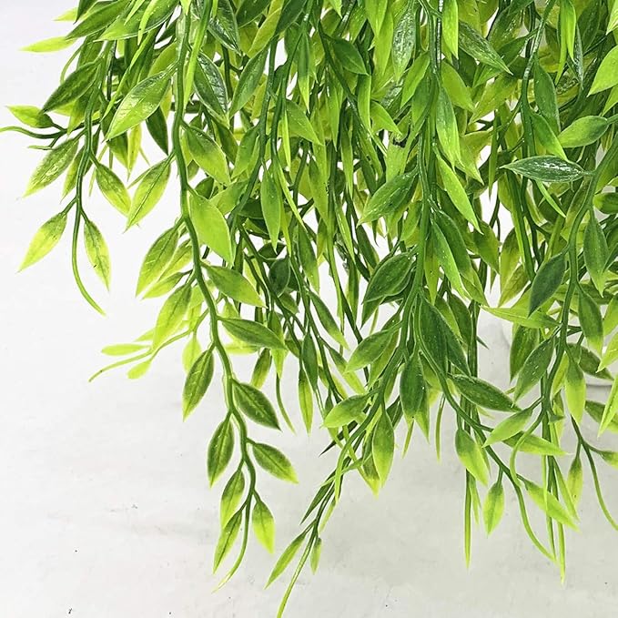 PASYOU Artificial Willow, Plastic Plants Greenery Leaves Fake Hanging Vine Faux Ivy for Home Indoor Outdoor Garden Door Wall DIY Basket Planter Filler Wedding Party Decoration UV Resistant - 4 Pack