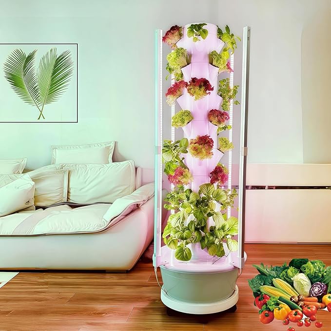 Hydroponic Tower Growing Kits, Vertical Hydroponic Grow, Automatic Water Circulation System,20/28/36 Pods Hydroponics Growing System Kit, for Herbs and Vegetables 9Layer-NoLight
