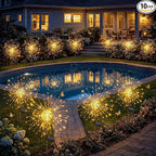 Solar Firework Lights, 10 Pack 120 LEDs 8 Lighting Modes Twinkle Solar Garden Lights Outdoor Waterproof for Yard Patio Walkway Pathway Party Wedding Balcony Decorative - Gifts for Women Mom