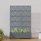 Casaphoria Metal Raised Garden Bed with Trellis and Wheels, 72"x47"x16" Arched Planter Box for Climbing Plants, Vegetables & Vines, Features Drainage Holes and Privacy Screen, Grey-Star