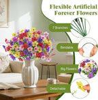 Alupssuc 20 Bundles Artificial Flowers for Outdoor Indoor Decoration, UV Resistant No Fade Fake Plants Eucalyptus, Colorful Faux Spring Flowers for Outside Yard Porch Patio Garden Home Window Box