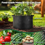 T4U Fabric Plant Grow Bags with Handle 15 Gallon Pack of 5, Heavy Duty Nonwoven Smart Garden Pot Thickened Aeration Nursery Container Black for Outdoor Potato, Tomato, Chili, Carrot and Vegetables