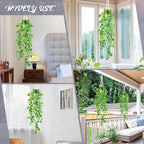 LOYWREE 1 Pack Artificial Hanging Plant Kit with Pot and Hanger - 39" Long Fake Pothos Vines - Hanging Potted Faux Plant Indoor for Wall Ceiling Bedroom Bathroom Living Room Home Decor (White Pot)