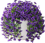 Artificial Hanging Baskets Outdoor, 4 Bundles Artificial Hanging Flowers Outdoors Spring Summer Decoration, No Fade Realistic Fake Hanging Baskets for Porch Patio Balcony Home Yard Decor