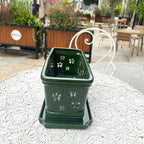 Orchid Pot with Holes12 Inch Ceramic Plant Pots with Drainage Holes and Tray, Promoting Air Circulation and Drainage, Indoor/Outdoor Green Flower Pots