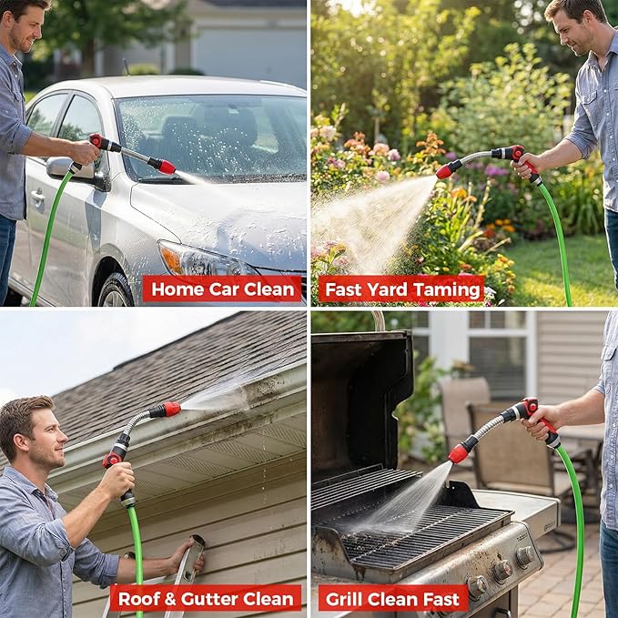 Hose Nozzle, High Pressure Hose Nozzle, Dual Spray Modes Jet & Fan, Power Washer Compatible High Pressure Cleaning,Multi-Use Sprayer For Garden，Home