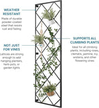 Giant Wall Trellis, 8 Foot Tall (96” high by 32” Wide), for Outdoor Climbing Plants, Sturdy Rectangular Shaped Metal Frame with Lattice Design