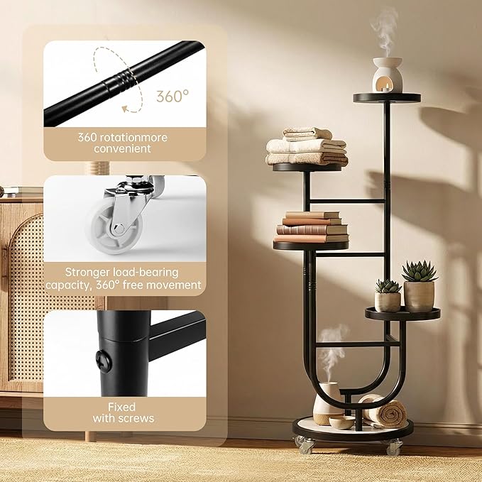 4 Tiered Tall Plant Stand, Corner Display Rack, Multi-tier Planter Holder for Indoor Living Room Balcony Garden Patio