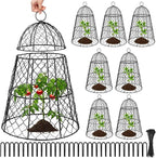 8 Pcs Garden Cloches for Plants, Metal Extra Large Chicken Wire Cloche Plant Covers, Garden Netting Plant Protectors from Animals to Keep Squirrel, Rabbit, Chicken and Bird Out 17" H x 13" D Black