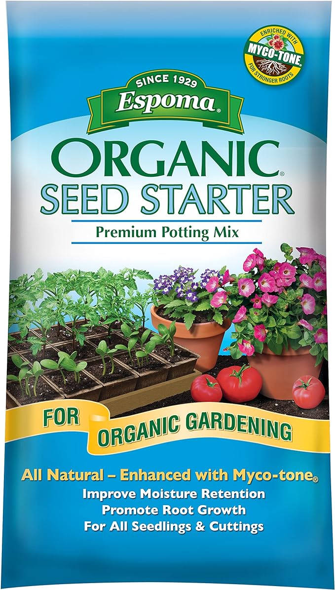 Espoma Organic Seed Starter Premium Potting Soil Mix - All Natural & Organic Seed Starting Mix with Mycorrhizae. for Organic Gardening, 16 qt, Pack of 2