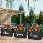 Metal LED Planter Box Rectangular Block - Galvanized Steel Long Planters Box with Solar Light Outdoor All-Weather Use with Drainage Holes for Cafe Bar Mall Patio/Porch/Entrance, 35.5×24×12IN（Home）