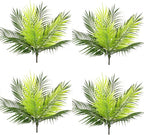 PASYOU Artificial Plants Fake Palm Tree Tropical Shrubs 4 Pack, Plastic Greenery Faux Big Leaves Stems Plant for Indoor Outdoor Home Garden Decor Bedroom Wedding Party DIY Filler Decoration