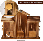 Bird House for Outside 5 Hole Bird Houses Room for 5 Bird Families Large Bird House for Garden/Courtyard/Backyard for Garden Decor-Finch Bluebird Cardinals Handmade Wooden Hummingbird House
