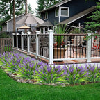obbsie 12 Bundles Artificial Plants Outdoor, 18.2" UV Resistant Faux Monkey Grass Greenery Stems No Fade Faux Plastic Flowers Shrubs for Home Weddings Garden Porch Front Patio Office Decor - Purple