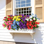 Artificial Impatiens Flowers for Outdoors, 6 Bundles Multicolor Silk Fake Flowers for Spring Summer Decoration, UV Resistant Faux Plants Plastic Bouquet for Home Planter Porch Patio Yard Decor