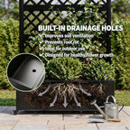 Privacy Planters for Patio, 73" Ornamental Metal Planter Box with Trellis & Locking Wheels, Scrollwork Arch Raised Garden Bed for Climbing Plants Roses Vines, Outdoor Flower Box with Drainage