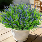 24 Bundles Artificial Plants Flowers Outdoor, Faux Lavender Flowers Fake Monkey Grass UV Resistant Plastic Plant for Porch Garden Patio Window Home Decor, Purple