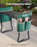 VEVOR Garden Kneeler and Seat, 330 lbs Load Capacity, 8" EVA Wide Pad, Foldable Garden Stool, Kneeling Bench for Gardening with Tool Bag, Gifts for Women, Grandparents, Seniors, Mom and Dad