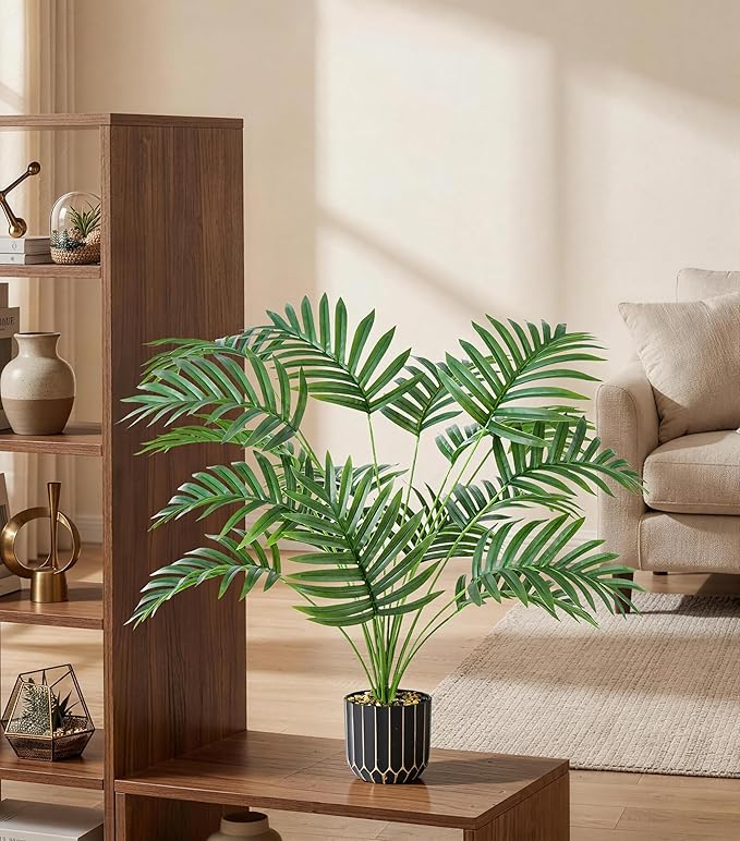 28" Artificial Areca Palm Plant Tall Fake Faux Plants Indoor Outdoor Tree for Living Room Home House Decoration