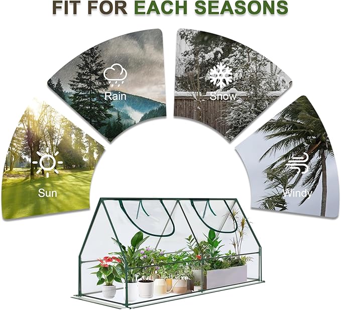 Outdoor Greenhouse with Screen Door,Outside Heavy Duty Walk in Green House for Garden Plants UV Protection Thermostatic Waterproof (Green, 47x23x23 Inch)