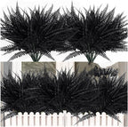 UV Resistant Lifelike Artificial Boston Fern - 2024 New Faux Boston Ferns Outdoor Planter Large, Realistic Fake Feen Hanging Silk Fern Stems Indoor Basket Plant Urn Fillers Front Porch (4, Black)