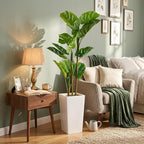 Garvee 4.5FT Artificial Monstera Plant, Faux Tropical Palm Tree with White Tall Planter, Decorative Evergreen Tropical Floor Tree for Living Room, Entryway, Porch, Office