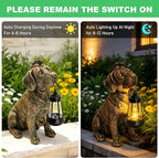 Solar Garden Statue Dog Figurine Decor with Lantern Lights, 11 Inch Outdoor Decoration Solar Dog Sculptures for Outside Patio Lawn Balcony Yard Ornament, Dogs Lover Gifts for Women Mom Mother's Day
