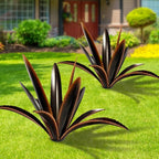 TOMBABY Enlarge Thickened Wind Resistant Metal Agave Garden Art Plant Country Garden Sculpture Statue Outdoor Decoration Agave Metal Plant Courtyard Ornament Gift (2, 12 Leaves Black)