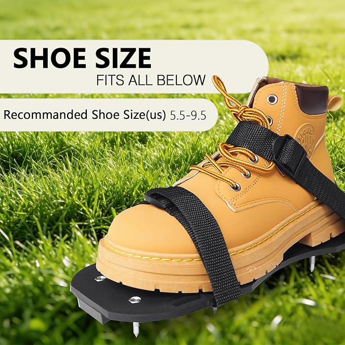 Lawn Aerator Shoes with Adjustable Straps - for Lawn Aeration or as Screed Shoes - Lawn Aerator Shoes as Perfect Aerator Lawn Tool - Medium