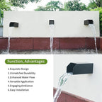 PONDO 4" Square Water Fountain Spout, 316 Stainless Steel Spillway Waterfall Accent Scupper with Integrated Spray Baffle for Landscape Decor, Ponds, Pools, Water Walls, Fountains (Matt Black)