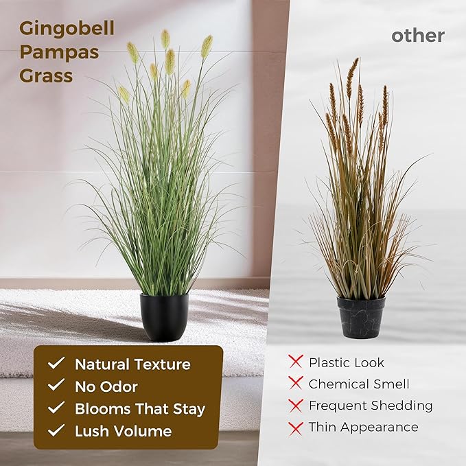 3FT / 4FT Extra Lush Artificial Plant (2pcs), Luxury Fake Tall Plants with Pot, Luxury Faux Tall Greenery with Dogtail for Garden Porch and Home Decor (Green, 4FT)