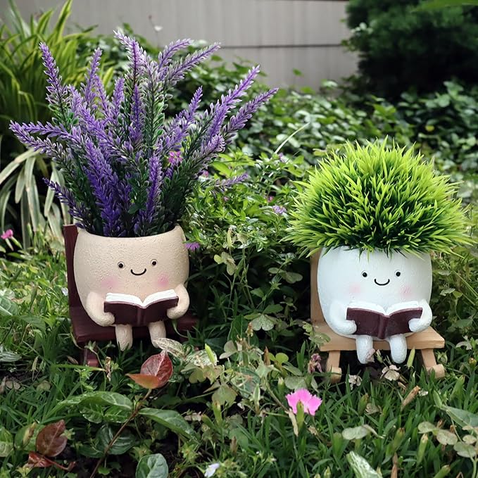 Dolkgy Funny Head Planters Face Pots, Adorable Human Face Flower Planter for Indoor Outdoor Plants, Unique Plant Holder Succulent Cactus Pots