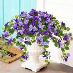 Faux Bougainvillea Artificial Flowers Plants for Outdoor Spring Summer Decoration, 2 Pcs Fake Silk Flower Outside UV Resistant Realistic Long Trailing Vines for Home Porch Patio Balcony Yard(Purple)