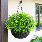 12 Bundles Greenery Artificial Plants Outdoors, Eucalyptus Stems UV Resistant Fake Foliage Plants Faux Boxwood Shrubs Indoor Decorations Artificial Flowers for Garden Pot Porch Fence Hanging Planter