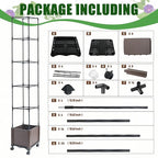 Quibbay Raised Garden Bed Planter Box with Trellis, 74" Self-Watering Tomato Planters for Climbing Plants Vine Flowers Outdoor Patio, Tomatoes Cage with Wheels, 1Pack