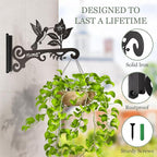 Metal Plant Hooks (2-Pack) - Decorative Wall Hangers with Bird Design for Indoor & Outdoor Use - Hanging Brackets for Plants, Flower Baskets, Bird Feeders, Lanterns - Patio, Garden, Home Decor