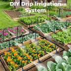 230FT Drip Irrigation System for Garden: 40 Nozzles 1/4" PE Tubing Automatic Watering Kit Adjustable Misting Sprinkler Mister Hose for Water Plants Tape Raised Beds Lawn Outdoor Yard Greenhouse