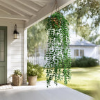 2 Pcs Faux Eucalyptus Vine Ivy Vine Artificial Hanging Plant Faux Plant Fake Potted Greenery for Wall Living Room Home Shelf Office Bathroom Outdoor Indoor Decor (Type 1)