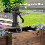 OIPRTGFJ Outdoor Water Fountain,Floor Wooden Rectangular Pump Old-Fashioned Fountain with Flower Box,Electric Decorative Hand Pump, Outdoor Water Feature for Garden Patio Backyard