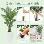 7FT Artificial Palm Tree, Tall Artificial Tree Plants with Fake Plants, Large Faux Plants Indoor with Lifelike Leaves for Outdoor Indoor Home Office Living Room Decor (White)