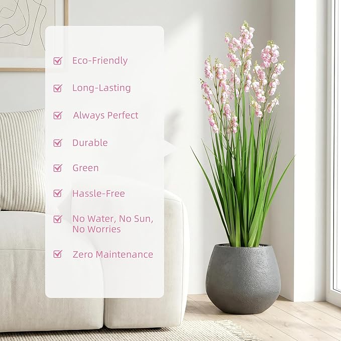 Fake Plants Home Decor Fake Flowers Artificial Plants Outdoor Tall Grass Plant Artificial Pampas Grass Decor Artificial Plants Indoor Fake Grass Living Room Decor Artificial Grass 36" 2PCS（Pink）