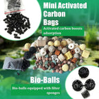 PurifyLogix 18PCS Pond Filter Kits for Pennington Inpond 5-in-1 600 Pump | 12 Polymer Wool Pads, 4 Foam Filter, 2 Media Packs(Activated Carbon, Bio-Balls), Maintenance Kits for Aquagarden 600 model