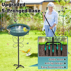Bird Bath for Outside, Garden Freestanding Birdbath & Birdfeeder with Removable Bowl, Bird Baths Feeder for Outdoors Garden Patio Yard Lawn Decor, 5-Pronged Base & Easy to Clean(Green)