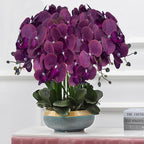 FagusHome 32 Inch Artificial Phalaenopsis Flowers 6 Pcs Artificial Orchid Flowers Stem Plants for Home Décor (Purple Piebald), FH1000143