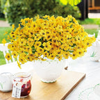 Uieke 72 Bundles Artificial Flowers for Outdoors UV Resistant No Fade Yellow Fake Flowers for Outside Home Garden Porch Window Box Home Spring Summer Décor (Yellow)