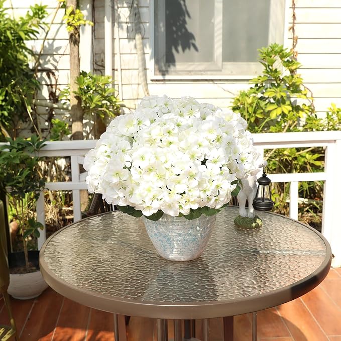 6 Bundles White Artificial Geranium Flowers for Outdoors Spring Decor Geraniums Silk Flowers UV Resistant Lifelike Faux Flowers for Spring Indoor Outdoor Garden Patio Porch Balcony Home Decoration