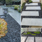 Mulctun 45LB Polished Black Pebbles,1/4" - 3/4" Small Black River Rocks for Landscaping, Natural Gravel Smooth Decorative Stones Dressing for Vases Planters Garden Outdoor Indoor